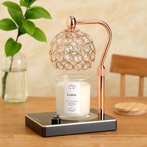 캔들백화점 블링 크리스탈 비주 캔들워머 로즈골드 + 블랙 + 천연 소이 캔들 280g 세트, 레몬