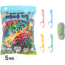 로얄클라쓰 어린이 일회용 치실 500p + 랜덤발송 10p + 케이스 세트, 5세트