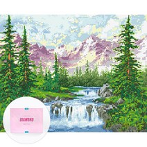 디클레어 액자 캔버스형 보석십자수 DIY 키트 40 x 50 cm, 1세트, 폭포수