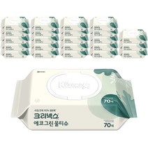 크리넥스 에코 그린 물티슈 캡형 랜덤 발송, 70매, 24팩