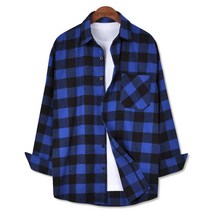가이스토리 남성용 캐주얼 리탄 체크 셔츠 긴팔 오버핏 남방