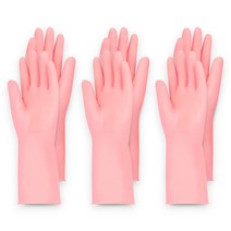 명진 소프트핑크 고무장갑 중형 3켤레 세트, 중(M), 1세트