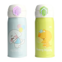 상상앤드 풍냥 멍지 텀블러 2p, 블루, 그린, 350ml