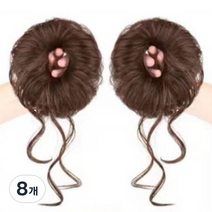 하이유니 트윈 애교 똥머리 밴드 헤어피스, 라이트브라운, 8개