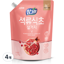 참그린 석류식초 설거지 주방세제 리필, 1.7L, 4개