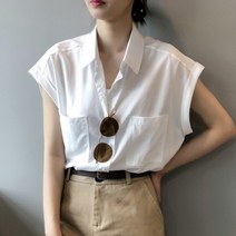 블랙스완 여성용 루즈핏 민소매 반팔 셔츠