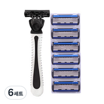 메디치트 5중 면도날 수동 면도기 블랙 + 날 6p 세트, 6세트