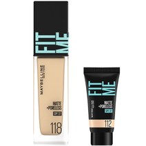 메이블린 핏미 파운데이션 레노 30ml + 미니파운데이션 5ml 세트, 118 라이트 베이지(파운데이션), 112 내추럴 아이보리(미니파운데이션), 1세트