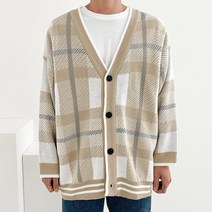 제이에이치스타일 오버핏 감성 체크 가디건 JHROK109