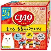이나바 고양이 챠오 파우치 버라이어티, 24입, 참치&닭가슴살 버라이어티 (IC-423)