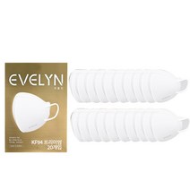 evelyn 프리미엄 마스크 L 대형 KF94, 화이트, 1개, 20개입