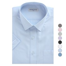 레미지오 남성용 반팔 일반핏 솔리드 셔츠