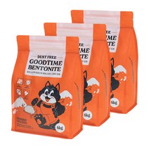 컨피던트캣츠아이즈 더스트 프리 굿타임 벤토나이트 고양이 모래, 3개, 무향, 6kg