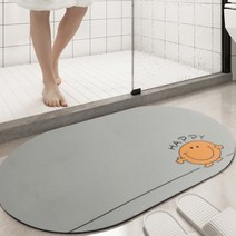 코멧 홈 빨아쓰는 규조토 발매트 40 x 60 cm, 스마일 그레이 타원