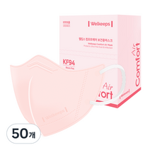 웰킵스 컴포트에어 보건용마스크 KF94 소형, 1개입, 50개, 블룸핑크