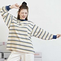 샐러드볼즈 여성용 시그니처 스트라이프 롱 슬리브 티셔츠 SS211TS01PK