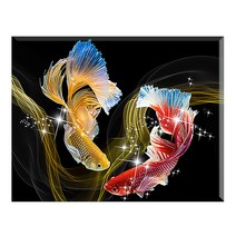 히여 DIY 보석 십자수 캔버스형 40 x 50 cm, 24. 부귀 잉어연인 KS-304, 1세트