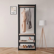 홈던트 하우스 시스템 드레스룸 4단 1행거 800 x 400 x 2100 mm 블랙