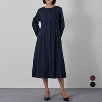 ELLE PARIS 여성용 히든 버튼 핀턱 원피스