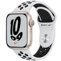 Apple 애플워치 7 나이키 알루미늄 케이스 퓨어플래티넘 블랙 나이키 스포츠 밴드, 41mm, GPS, 스타라이트 / 퓨어플래티넘/블랙 나이키 스포츠 밴드, 스타라이트(케이스) + 퓨어플래티넘/블랙(밴드)