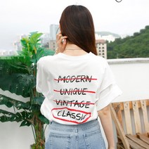 여성용 클래식 나염 오버핏 반팔 티셔츠