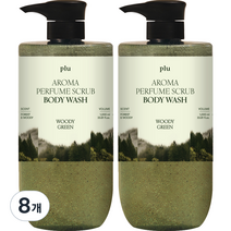 플루 아로마 퍼퓸 스크럽 바디워시 우디그린, 8개, 1000ml