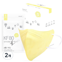 다나마스크 뉴다나온숨 쿨마스크 소형 KF80, 30개입, 2개, 노란색