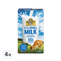 저지데어리 저지우유 1L, whole, 4개