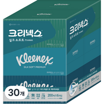 크리넥스 실크소프트 프리미엄 미용티슈 2겹, 200개입, 30개