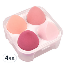 타이탄 뷰티 물방울 에그 똥퍼프 메이크업 스펀지 4종 + 케이스 세트, 핑크, 4세트