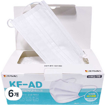 에어캅 비말차단 마스크 대형 KF-AD 흰색, 6개, 50개입