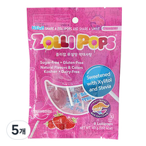 졸리팝 무설탕 막대사탕 40g, 딸기맛, 5개