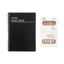 투코비 코마 스프링 무지노트 B5 + 투시형광펜 6색 세트, 블랙(무지노트), 1PACK