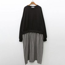 후니네 피치체크 기모 임산부 원피스