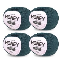 니뜨 허니 3ply 뜨개실 45g x 4p + 무료 도안 세트, 23 멜란청록