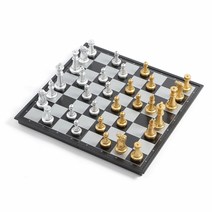 트리 앤티크 접이식 자석 체스 세트 36 x 36 cm, 골드   실버