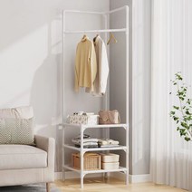 씨밀레 사각 다층 선반 이동식 옷걸이 행거 3층, 화이트