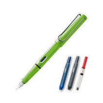 LAMY 사파리 만년필 컨버터 세트, F, 만년필(그린), 케이스(랜덤발송)