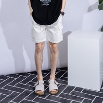 남성용 더간지 캐주얼 슬림핏 밴딩 카고반바지