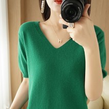 데이소이 여성용 탄탄골지 V넥 반팔 니트