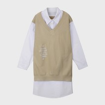 쥬시쥬디 J니트 베스트 패치 셔츠 원피스 JVOP126C