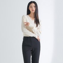 미쏘 여성용 브이넥 베이직 긴팔 풀오버 니트