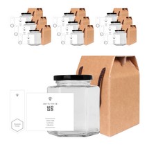 육각 꿀병 730g + 블랙캡 랜덤발송 + 심플 밤꿀 L 스티커 + 봉인 + 박스 세트, 10세트