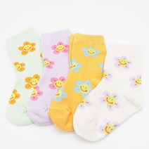 지앤 유아동용 엠버 스마일 플라워 양말 4족 세트