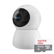 펭카 미캠 FULL HD 200만화소 홈CCTV IP네트워크 회전형 + SD 메모리 카드 64GB, PD204