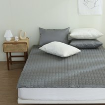 지베딩 크리미 순면 60수 샤틴 패드 겸 카페트, 크리미 그레이