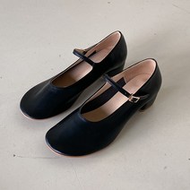 오트밀 라운드 메리제인 슈즈 4cm
