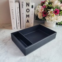 유피어 가죽 2칸 수납 트레이, 블랙, 1개