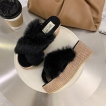 빈슈 여성용 키높이 털 슬리퍼 8.5cm