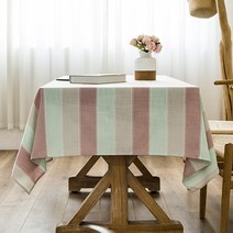 마켓에이 스트라이프 린넨 식탁보, 핑크, 90 x 90 cm